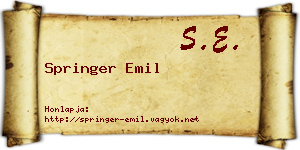 Springer Emil névjegykártya